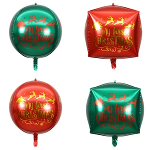 22-inch 4D Christmas aluminum foil balloons in red and green with festive prints