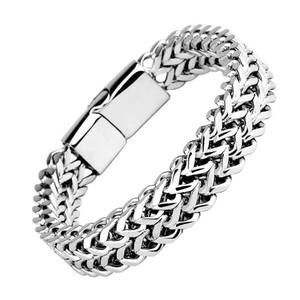 Men Hip Hop Stainless Steel Dragon Bone Chain Bracelet Silver Double Layer Punk Wheat Link Biker Bracelet For Men
