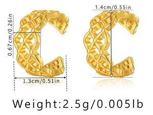Detailed dimensions of the 18K gold plated butterfly ear cuff showing size and weight