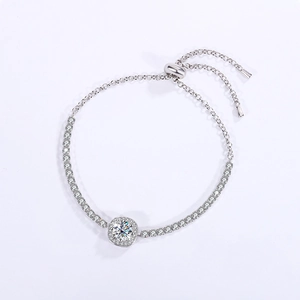 Sparkling S925 sterling silver moissanite tennis bracelet with adjustable slider clasp