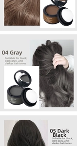 Detail view of hairline shadow powder compact with puff and mirror for root touch-ups