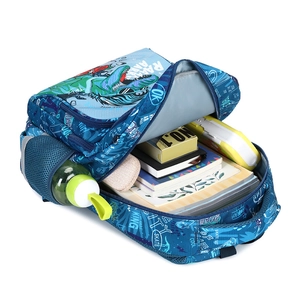 Ergonomic shark dinosaur print school backpack for kids with multiple compartments