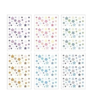 Star-shaped geometric washi stickers set in six colors for stationery and DIY crafts