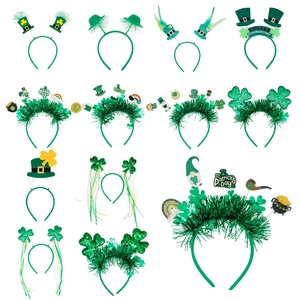 St Patrick's Day Headband Shamrock Leprechaun Hat Green Tinsel Glitter Hair Hoop Irish Party Accessories For Men And Women