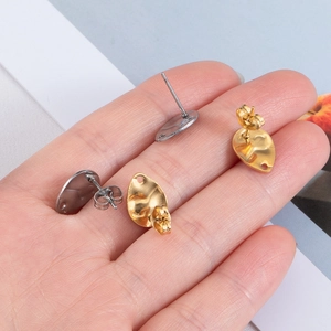 Textured teardrop stud earrings in gold and silver finish for DIY jewelry making