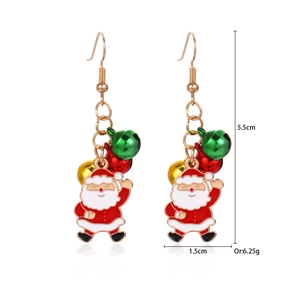 Christmas tree earrings with red bells showing 5.5cm height and 1.5cm width dimensions