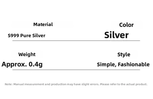 Detailed specifications for S999 sterling silver geometric water drop stud earrings