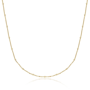 Minimalist 925 sterling silver clavicle necklace with polished golden round beads chain