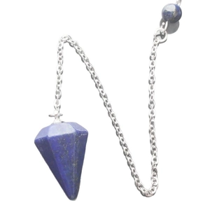 Lapis Lazuli hexagonal pendulum pendant necklace with silver chain for yoga meditation