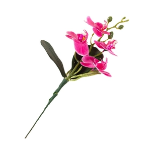 Single stem artificial pink orchid with green buds for home and wedding floral decor