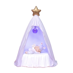 Sleeping angel tent night light with golden star and purple glow for room decoration