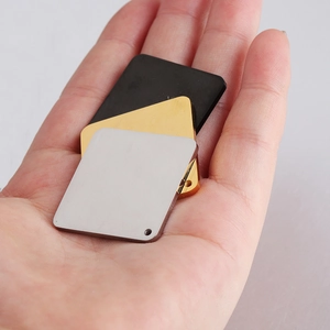 30mm square stainless steel tags in black, gold, and silver for DIY jewelry making