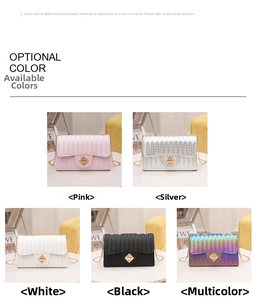 Detail shot of woven texture bags in pink, silver, white, black and multicolor options