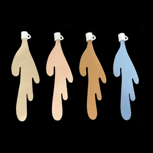 Creative spilled coffee bookmarks in leather texture, set of four Morandi colors on black
