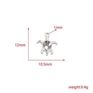 Silver sea turtle stainless steel pendant setting with 12x10.5mm size specifications