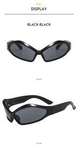 Front and side view of vintage wide leg sunglasses in glossy black finish