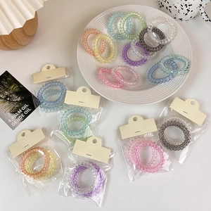 Gradient Candy Color Spiral Hair Ties Telephone Wire Elastic Traceless Non Damaging Hair Bands Plastic Hair Accessories