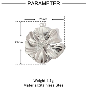 Polished stainless steel daisy pendant dimensions 29mm by 26mm for DIY jewelry making