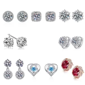 Women's Copper Rhinestone Stud Earrings With 925 Sterling Silver Post Heart Flower Snowflake Geometric Artificial Pearl Earrings