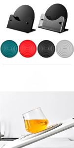 Detailed view of flexible anti-slip silicone coasters with storage base and grooved texture
