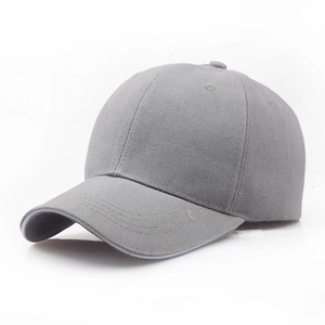 Classic gray unisex curved brim baseball cap with six-panel structure in solid color