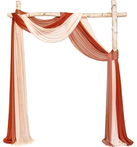 Close-up of three-color chiffon arch drapes showing high-quality sheer fabric and texture