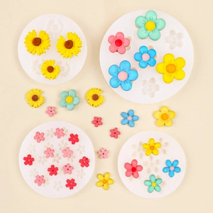 Flower Silicone Molds Cherry Blossom Daisy Sunflower Shapes DIY Resin Clay Fondant Cake Decorating Jewelry Accessory