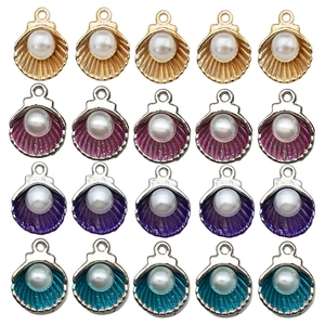 Shell shaped pendants with faux pearls in assorted colors for DIY jewelry making