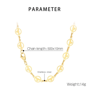 Détails du collier oiseau en acier inoxydable doré avec dimensions de chaîne 500x10mm