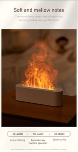 Detail showing quiet operation levels from 10-40dB for the flame aroma diffuser