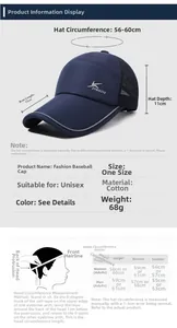 Guide des tailles pour casquette de sport respirante avec visière de 11cm et mesures S-L