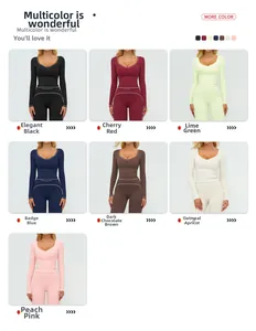 Collage con top da yoga a maniche lunghe e leggings in sette diversi colori sportivi