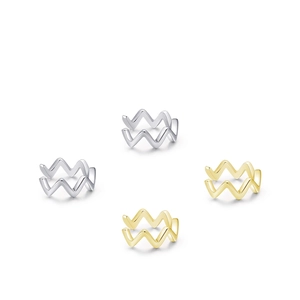 925 Sterling Silver Wave Zigzag Ear Cuffs Minimalist Non Piercing Geometric Polished Clip Earrings For Women