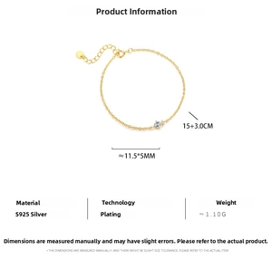 Detail view of gold-plated S925 sterling silver bracelet with colorful cubic zirconia stones