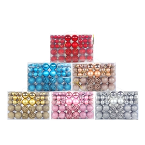 100pcs Christmas ball ornaments set in six assorted colors and varied textures