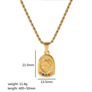 18K gold plated stainless steel twist chain necklace with vintage star and moon pendant