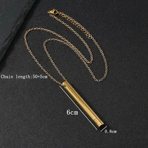 Mindful breathing whistle necklace in gold stainless steel with 50+5cm chain