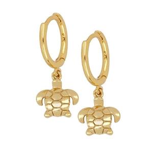 Boucles d'Oreilles Pendantes Tortue en Cuivre avec Tige en Argent Sterling 925 Design Animal Rétro Bijoux Électroplaqués Strass