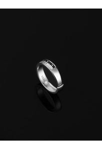 Macro shot of S925 sterling silver ring hallmark on interior band with black background
