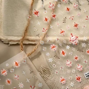 Weihnachts-Schneemann-Nagelaufkleber mit 5D-Relief, Lebkuchenmann und Vintage-Schneeflocken