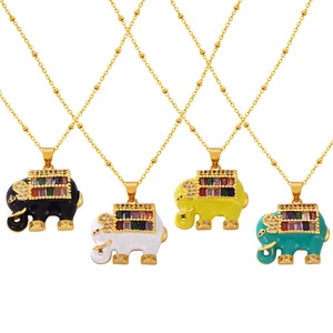 Golden elephant pendants with colorful crystals and enamel finish in four vibrant colors