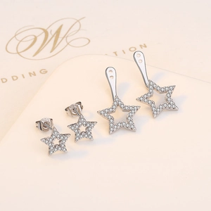 Sparkling S925 sterling silver star stud earrings with pave-set cubic zirconia stones