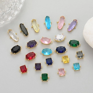 Colorful crystal pendants in gold copper frames for DIY jewelry making accessories