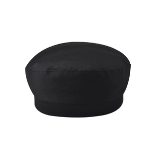 Close-up of the black twill fabric texture and clean stitching on the sailor cap