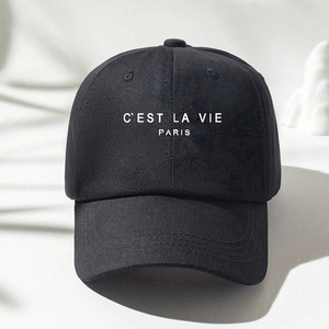 Casquette De Baseball C'EST LA VIE PARIS Polyester Protection Solaire Extérieur Style Français Visière Courbée