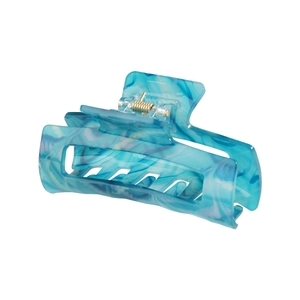 8.2CM marble blue acetate hair claw clip with rectangle hollow design and metal spring