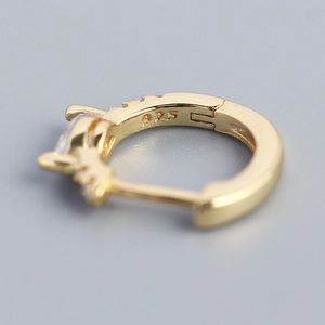 Gold plated S925 sterling silver hoop earrings with marquise zircon and 925 hallmark