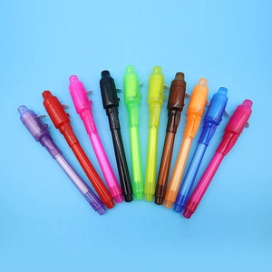Set of 10 colorful invisible ink pens with UV light magic effect and built-in LED light