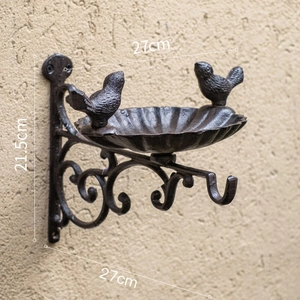 Mangeoire à oiseaux murale en fonte de style vintage européen avec motifs de volutes