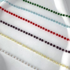 Colorful faceted crystal bead necklaces with elegant gold chain for women jewelry